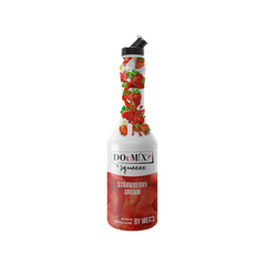 Garrafa DOuMIX? Squeeze de Morango, com tampa doseadora preta e rótulo com morangos.