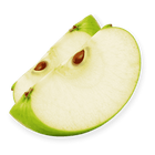 Duas fatias de maçã verde.
