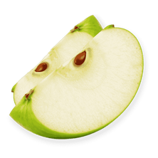 Duas fatias de maçã verde.