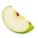 Fatia de maçã verde.