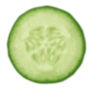 Uma rodela de pepino.