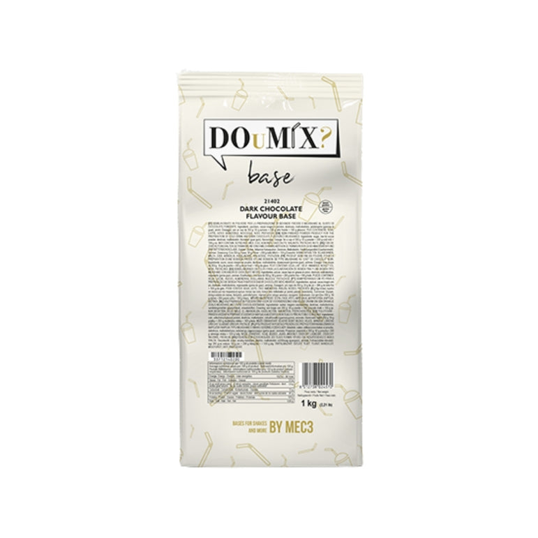 Embalagem DOuMIX? Base sabor a chocolate negro de 1 kg, com ilustrações douradas.