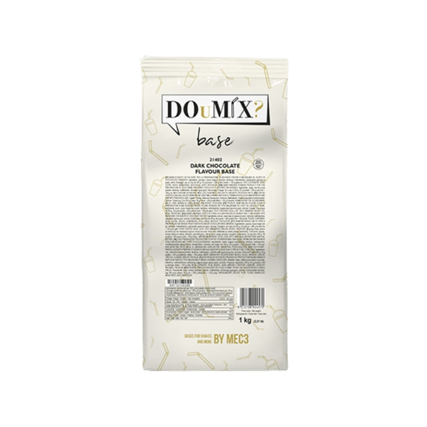 Embalagem DOuMIX? Base sabor a chocolate negro de 1 kg, com ilustrações douradas.