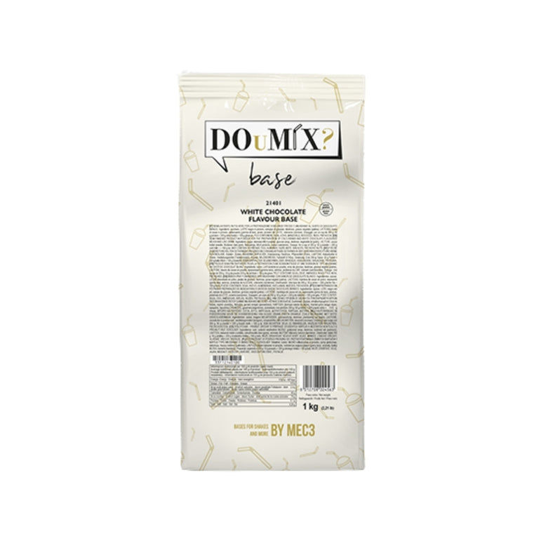 Embalagem DOuMIX? Base sabor a chocolate branco de 1 kg, com ilustrações douradas.
