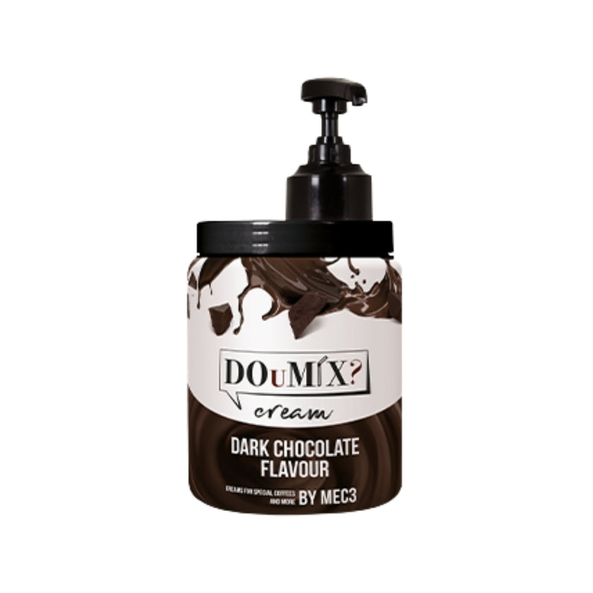 Frasco de creme de chocolate preto DOuMIX?, com bomba doseadora preta.