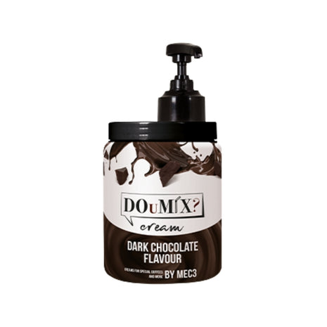Frasco de creme de chocolate preto DOuMIX?, com bomba doseadora preta.