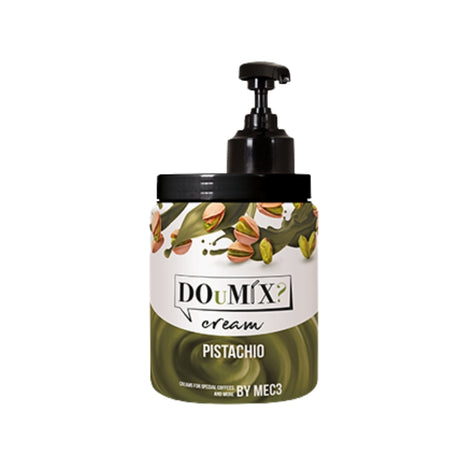 Frasco de creme de pistácio DOuMIX?, com bomba doseadora preta.