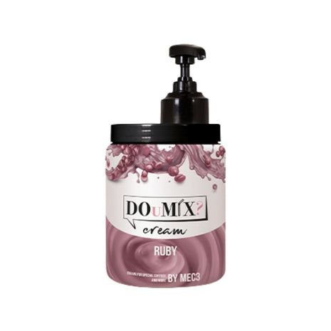 Frasco de creme de chocolate ruby DOuMIX?, com bomba doseadora preta.