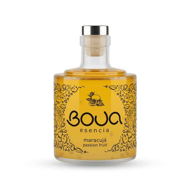 Garrafa de vidro BOUA Esencia Maracujá Passion Fruit, com rolha.