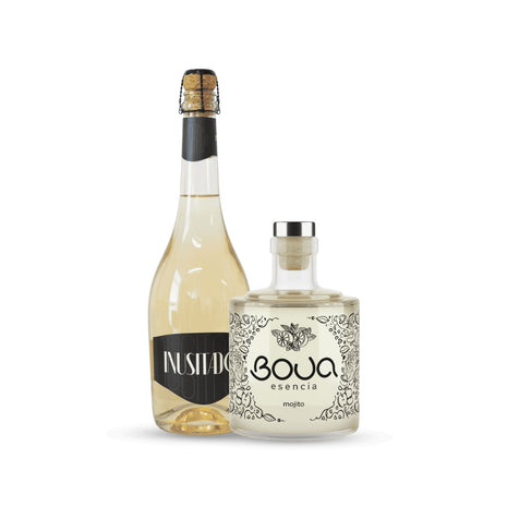 Garrafa de espumante INUSITADO e preparado BOUA Esencia Mojito.