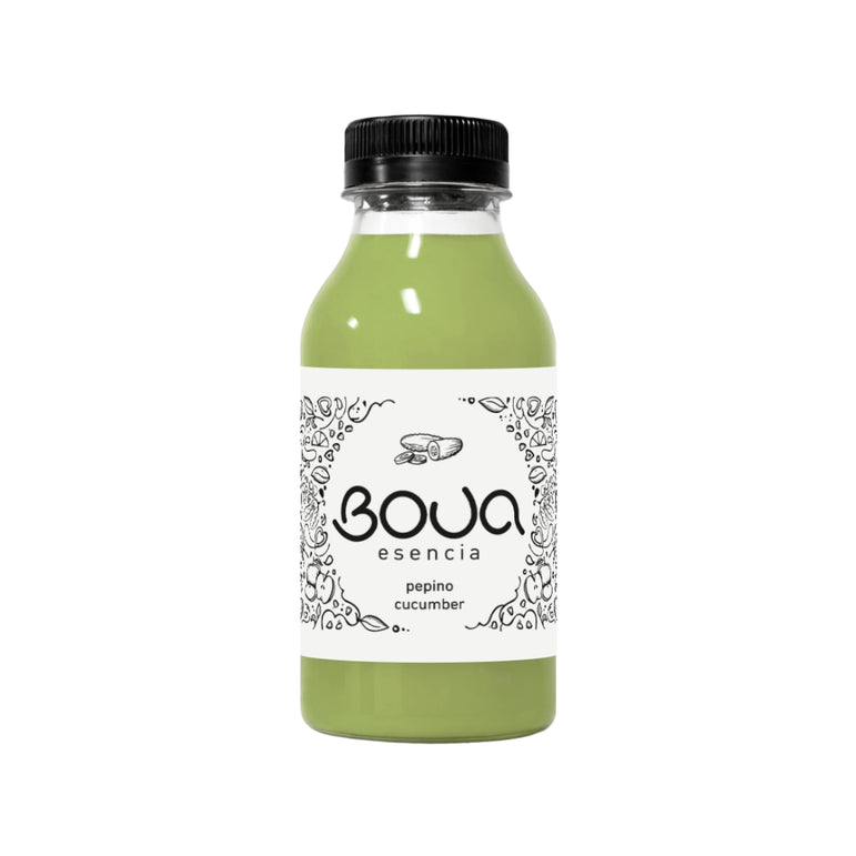 Garrafa PET de preparado BOUA Esencia Pepino Cucumber, com tampa preta