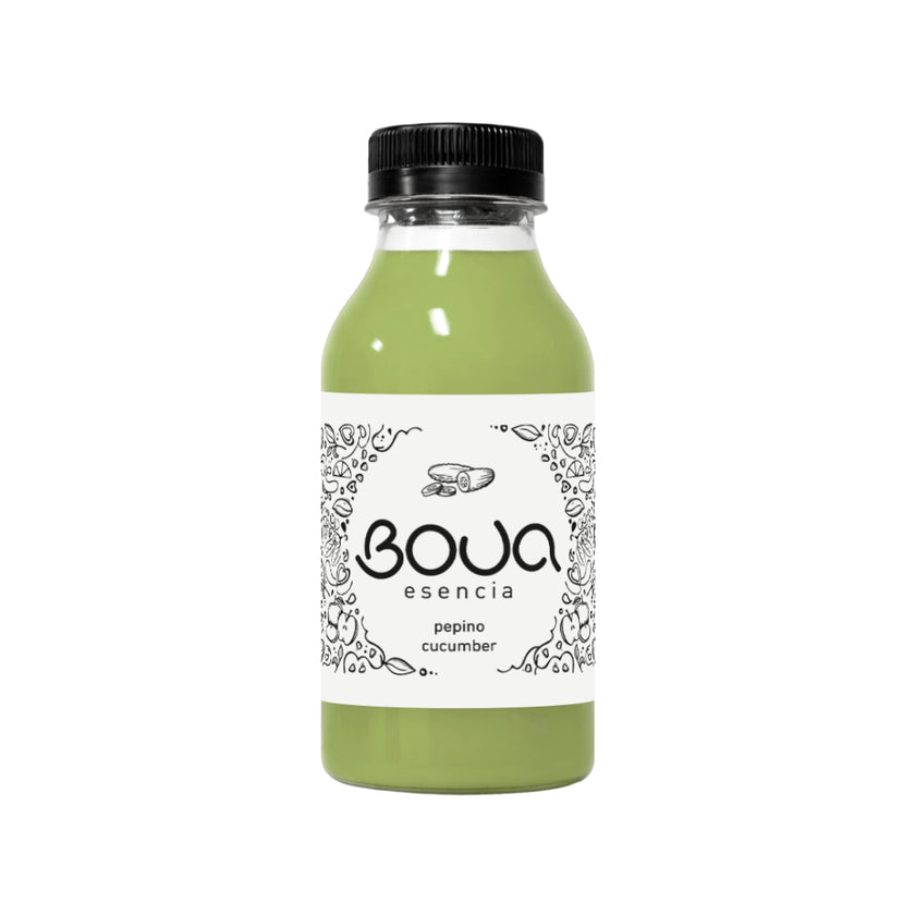 Garrafa PET de preparado BOUA Esencia Pepino Cucumber, com tampa preta