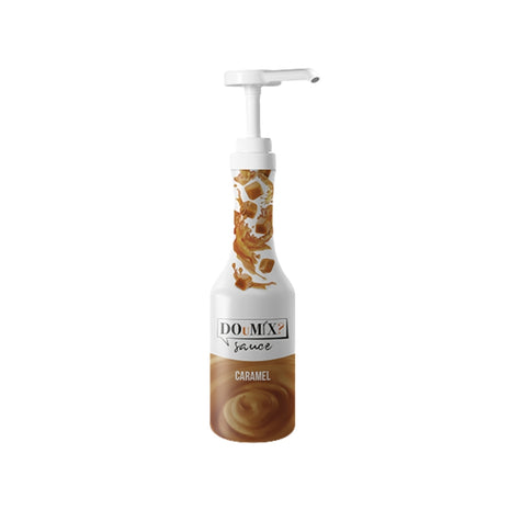 Garrafa de topping de caramelo DOuMIX?, com bomba doseadora branca.