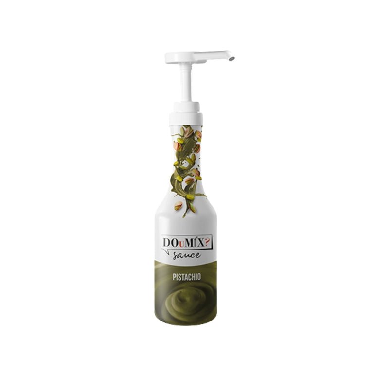 Garrafa de molho DOuMIX? Sauce Pistachio (sabor a pistáchio), com bomba doseadora branca.