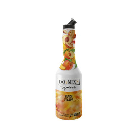 Garrafa de preparado DOuMIX? sabor a pêssego, com tampa doseadora preta.