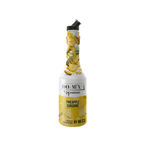 Garrafa de preparado DOuMIX? Pineapple Sunshine (sabor a ananás), com tampa doseadora preta.