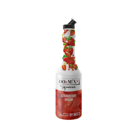 Garrafa de preparado DOuMIX? Strawberry Dream (sabor a morango), com tampa doseadora preta.