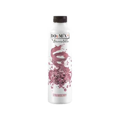 Garrafa de DOuMIX? Stracciatella sabor a morango, com tampa preta.