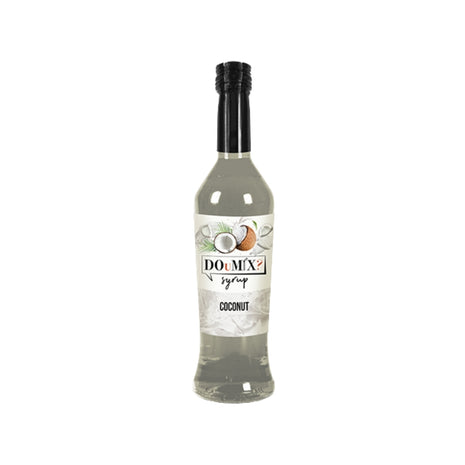 Garrafa de xarope DOuMIX? sabor a coco, com tampa preta.