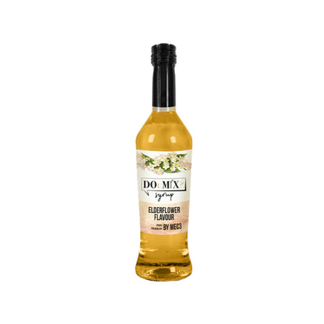 Garrafa de xarope DOuMIX? sabor a flor de sabugueiro, com tampa preta.