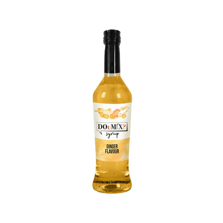 Garrafa de xarope DOuMIX? sabor a gengibre, com tampa preta.