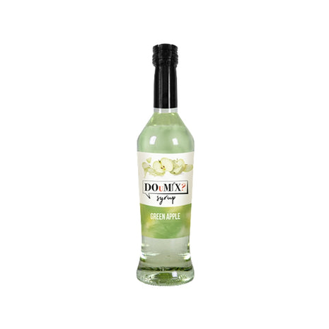 Garrafa de xarope DOuMIX? sabor a maçã verde, com tampa preta.